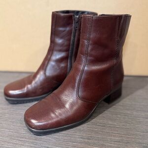 Elegant Bordeaux Leather Ankle Boots